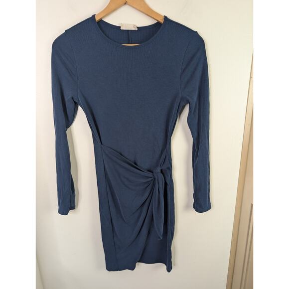 Altar'd State Medium Dress Navy Blue Ribbed Body Con Wrap M - Picture 1 of 3